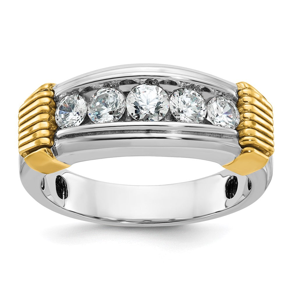 IBGoodman Two-tone Men's Polished and Textured 5-Stone 1 Carat AA Quality Diamond Ring - WBC