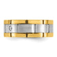 IBGoodman Two-tone Men's Polished Satin and Grooved 3-Stone 1/6 Carat AA Quality Diamond Ring - WBC