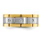 IBGoodman Two-tone Men's Polished Satin and Grooved 3-Stone 1/6 Carat AA Quality Diamond Ring - WBC