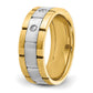 IBGoodman Two-tone Men's Polished Satin and Grooved 3-Stone 1/6 Carat AA Quality Diamond Ring - WBC