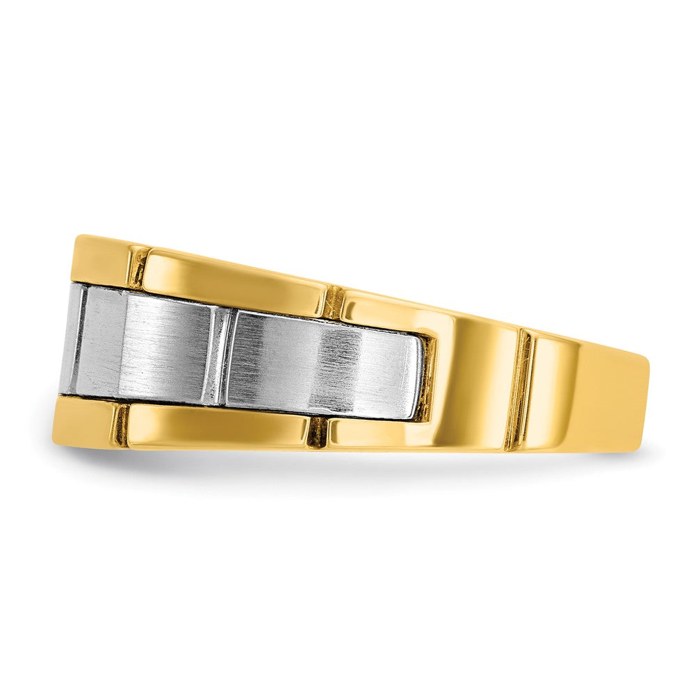 IBGoodman Two-tone Men's Polished Satin and Grooved 1/10 Carat AA Quality Diamond Ring - WBC