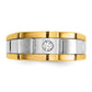 IBGoodman Two-tone Men's Polished Satin and Grooved 1/10 Carat AA Quality Diamond Ring - WBC
