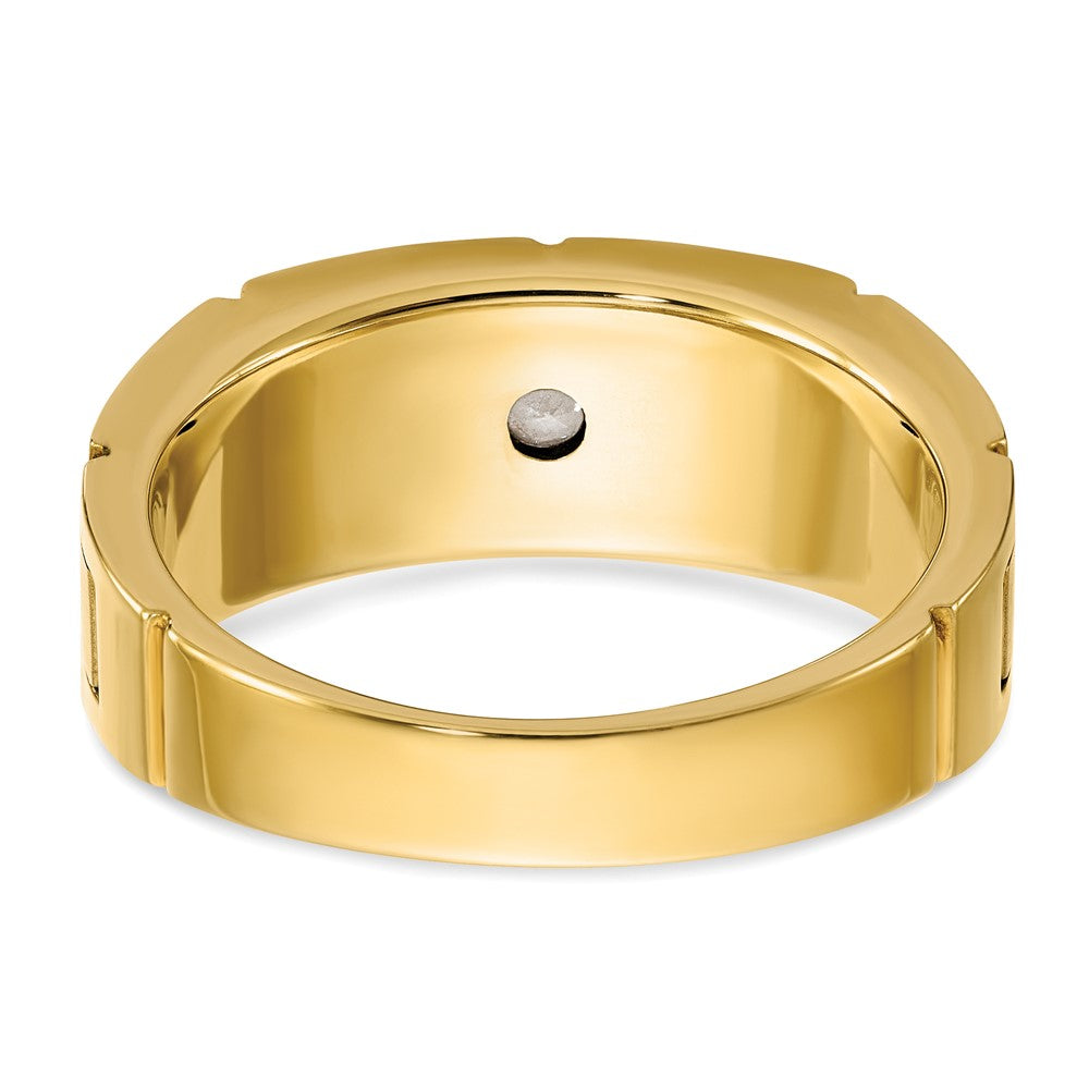 IBGoodman Two-tone Men's Polished Satin and Grooved 1/10 Carat AA Quality Diamond Ring - WBC