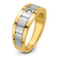 IBGoodman Two-tone Men's Polished Satin and Grooved 1/10 Carat AA Quality Diamond Ring - WBC