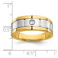 IBGoodman Two-tone Men's Polished Satin and Grooved 1/10 Carat AA Quality Diamond Ring - WBC