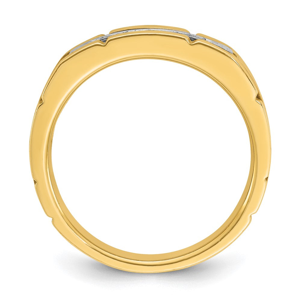 IBGoodman Two-tone Men's Polished and Grooved 5-Stone 1/4 Carat AA Quality Diamond Ring - WBC