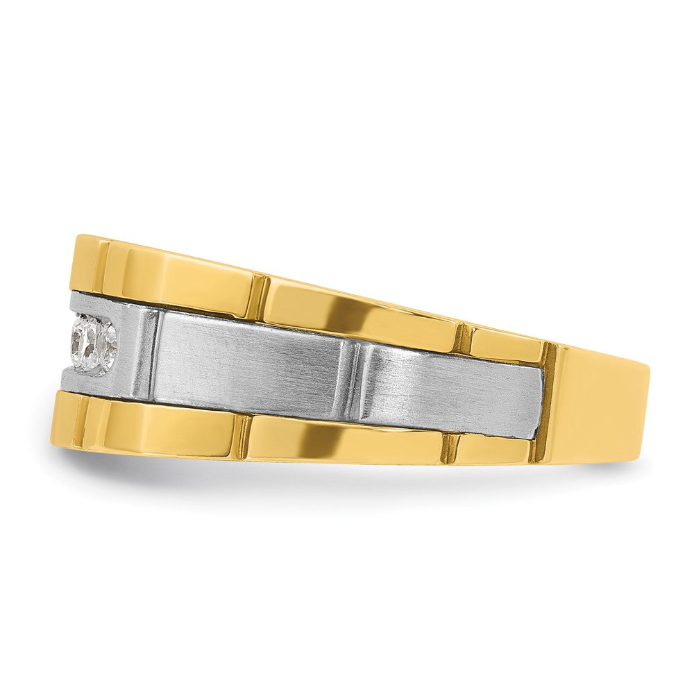 IBGoodman Two-tone Men's Polished and Grooved 5-Stone 1/4 Carat AA Quality Diamond Ring - WBC