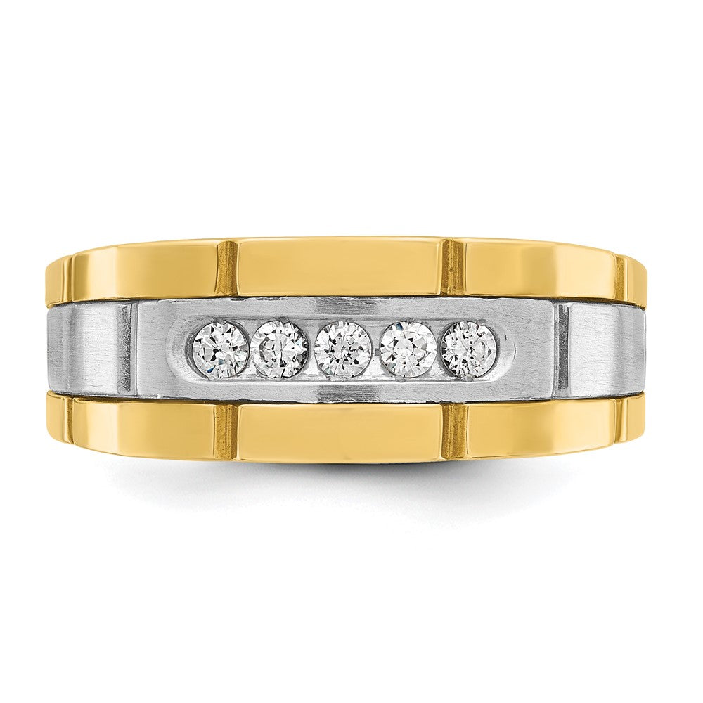 IBGoodman Two-tone Men's Polished and Grooved 5-Stone 1/4 Carat AA Quality Diamond Ring - WBC