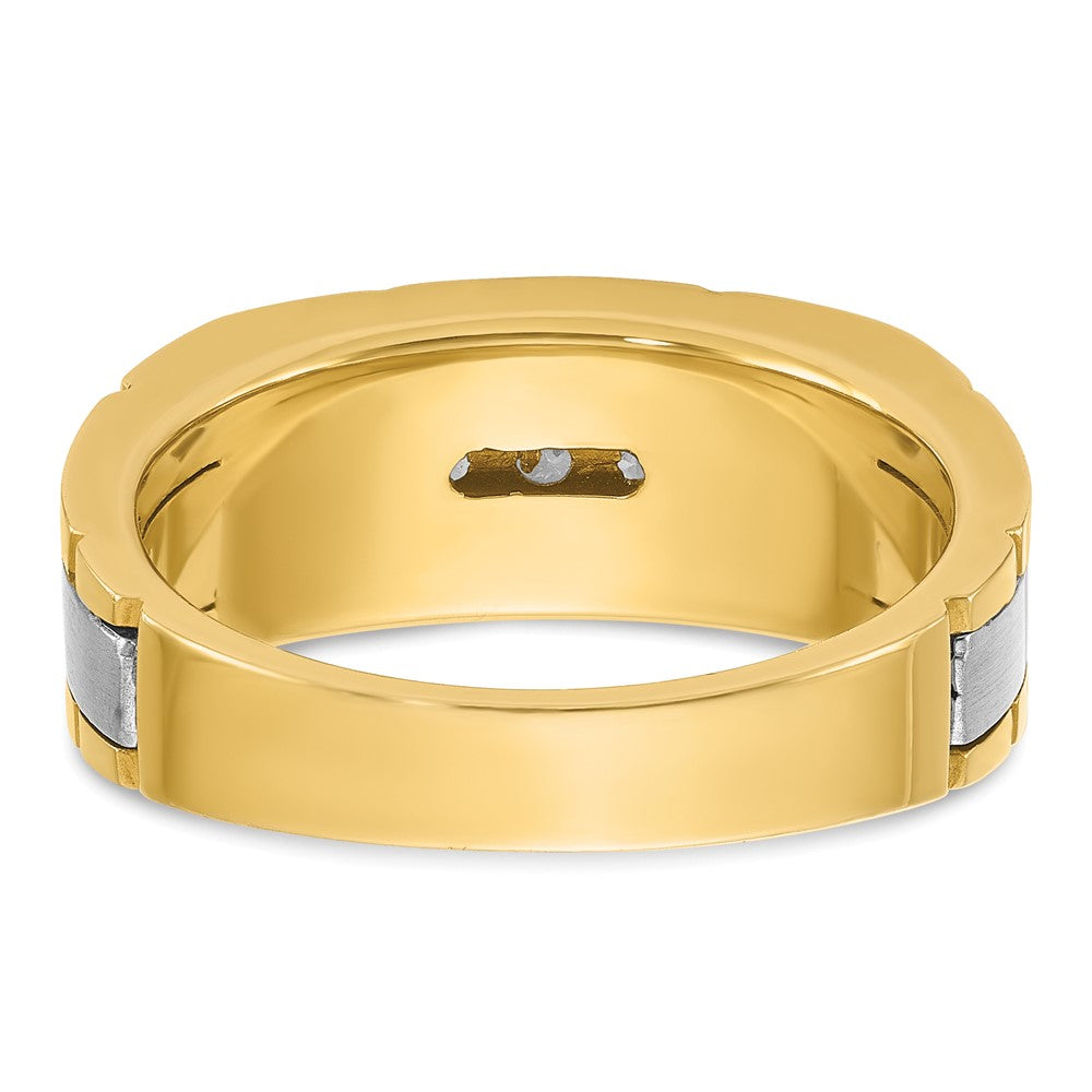 IBGoodman Two-tone Men's Polished and Grooved 5-Stone 1/4 Carat AA Quality Diamond Ring - WBC