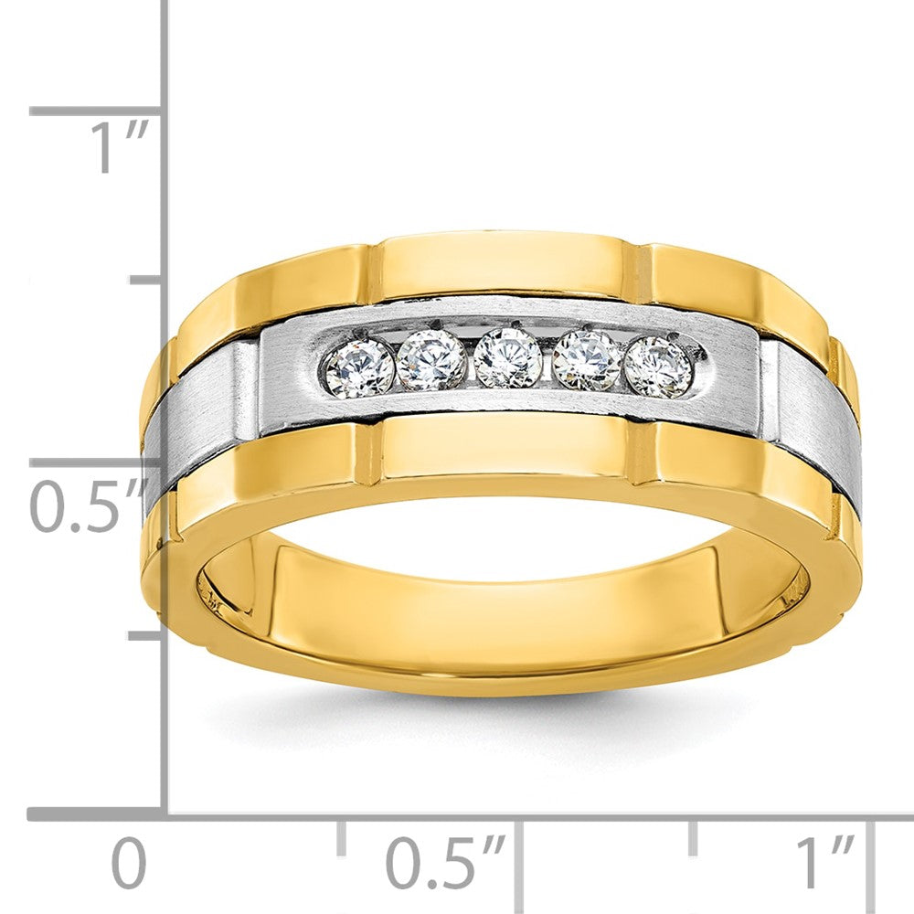 IBGoodman Two-tone Men's Polished and Grooved 5-Stone 1/4 Carat AA Quality Diamond Ring - WBC