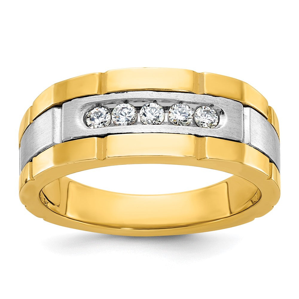 IBGoodman Two-tone Men's Polished and Grooved 5-Stone 1/4 Carat AA Quality Diamond Ring - WBC