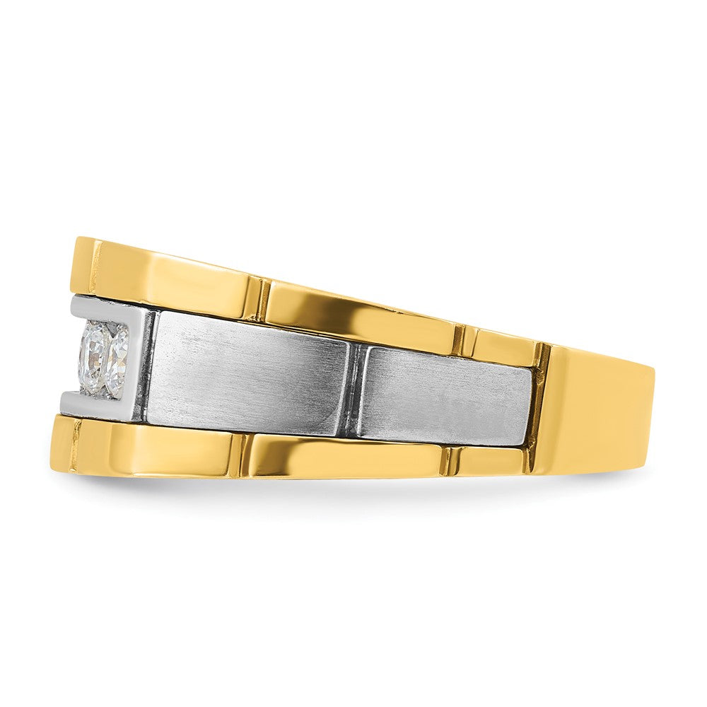 IBGoodman Two-tone Men's Polished and Satin 5-Stone 1/2 Carat AA Quality Diamond Ring - WBC