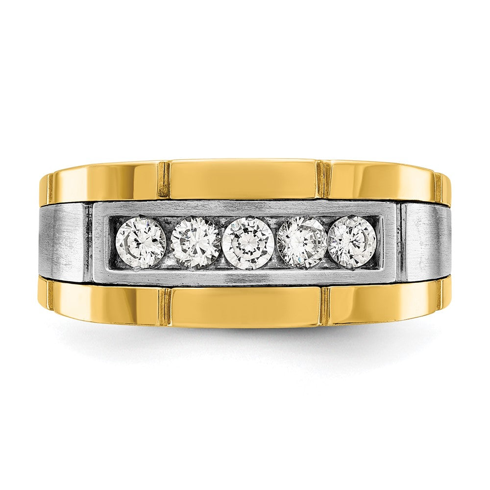IBGoodman Two-tone Men's Polished and Satin 5-Stone 1/2 Carat AA Quality Diamond Ring - WBC