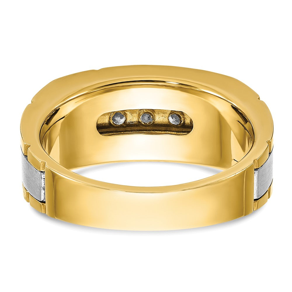 IBGoodman Two-tone Men's Polished and Satin 5-Stone 1/2 Carat AA Quality Diamond Ring - WBC