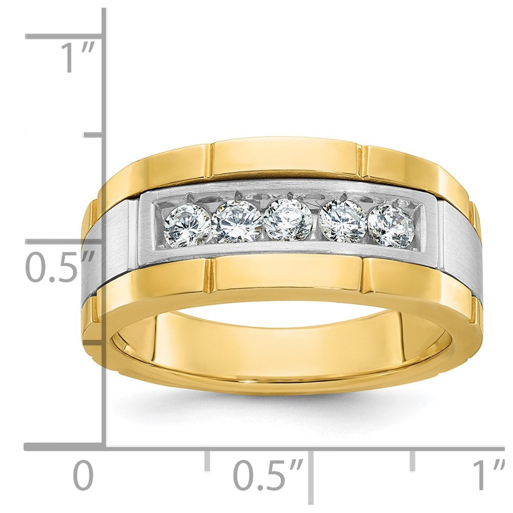 IBGoodman Two-tone Men's Polished and Satin 5-Stone 1/2 Carat AA Quality Diamond Ring - WBC