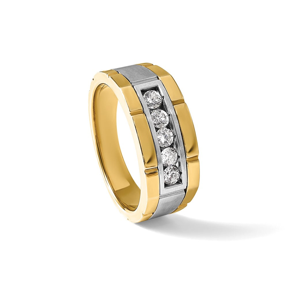 IBGoodman Two-tone Men's Polished and Satin 5-Stone 1/2 Carat AA Quality Diamond Ring - WBC