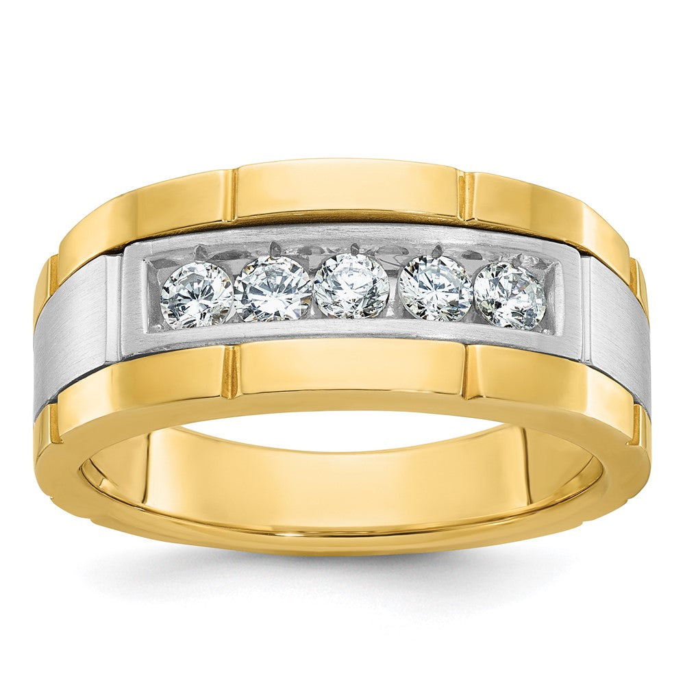 IBGoodman Two-tone Men's Polished and Satin 5-Stone 1/2 Carat AA Quality Diamond Ring - WBC