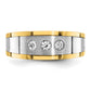 IBGoodman Two-tone Men's Polished Satin and Grooved 3-Stone 1/4 Carat AA Quality Diamond Ring - WBC