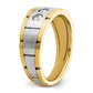 IBGoodman Two-tone Men's Polished Satin and Grooved 3-Stone 1/4 Carat AA Quality Diamond Ring - WBC