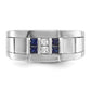 IBGoodman Men's Polished and Grooved Lab Created Sapphire and 1/10 Carat AA Quality Diamond Ring - WBC