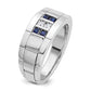 IBGoodman Men's Polished and Grooved Lab Created Sapphire and 1/10 Carat AA Quality Diamond Ring - WBC