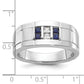 IBGoodman Men's Polished and Grooved Lab Created Sapphire and 1/10 Carat AA Quality Diamond Ring - WBC