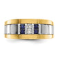 IBGoodman Two-tone Men's Polished and Grooved Lab Created Sapphire and 1/10 Carat AA Quality Diamond Ring - WBC