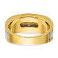 IBGoodman Two-tone Men's Polished and Grooved Lab Created Sapphire and 1/10 Carat AA Quality Diamond Ring - WBC