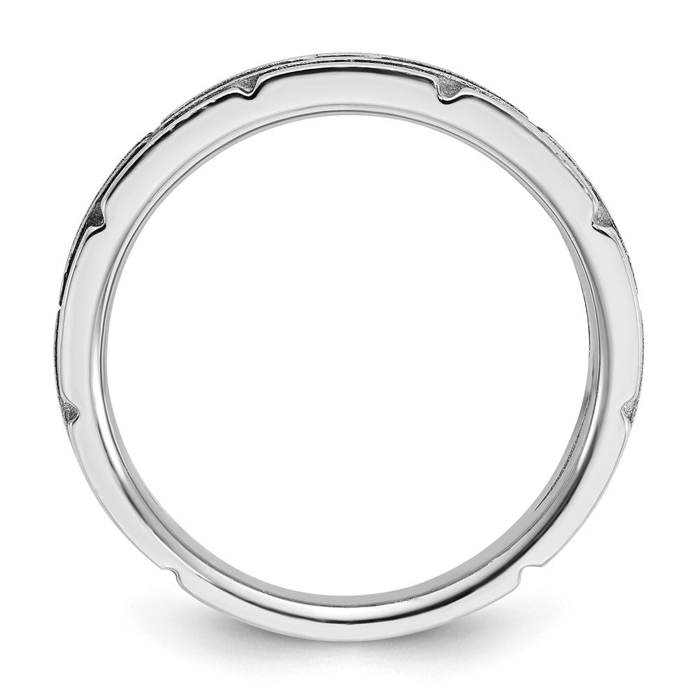 IBGoodman with Black Rhodium Men's Polished and Textured 1/20 Carat AA Quality Solitaire Diamond Ring - WBC