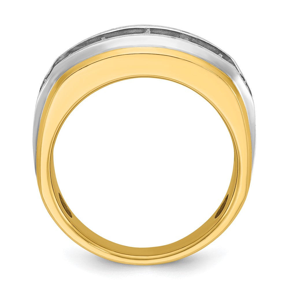 IB Goodman with Rhodium Mens Polished Satin and Grooved 7-Stone 1.5 Carat AA Diamond Ring - WBC