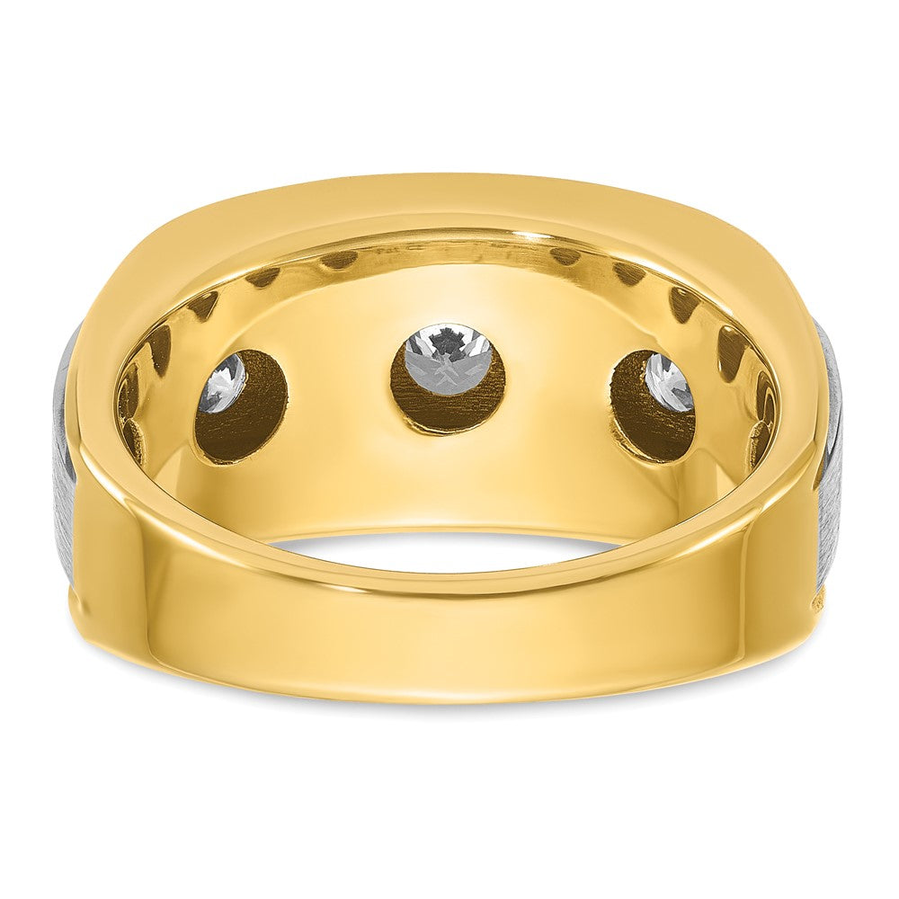 IB Goodman with Rhodium Mens Polished Satin and Grooved 7-Stone 1.5 Carat AA Diamond Ring - WBC