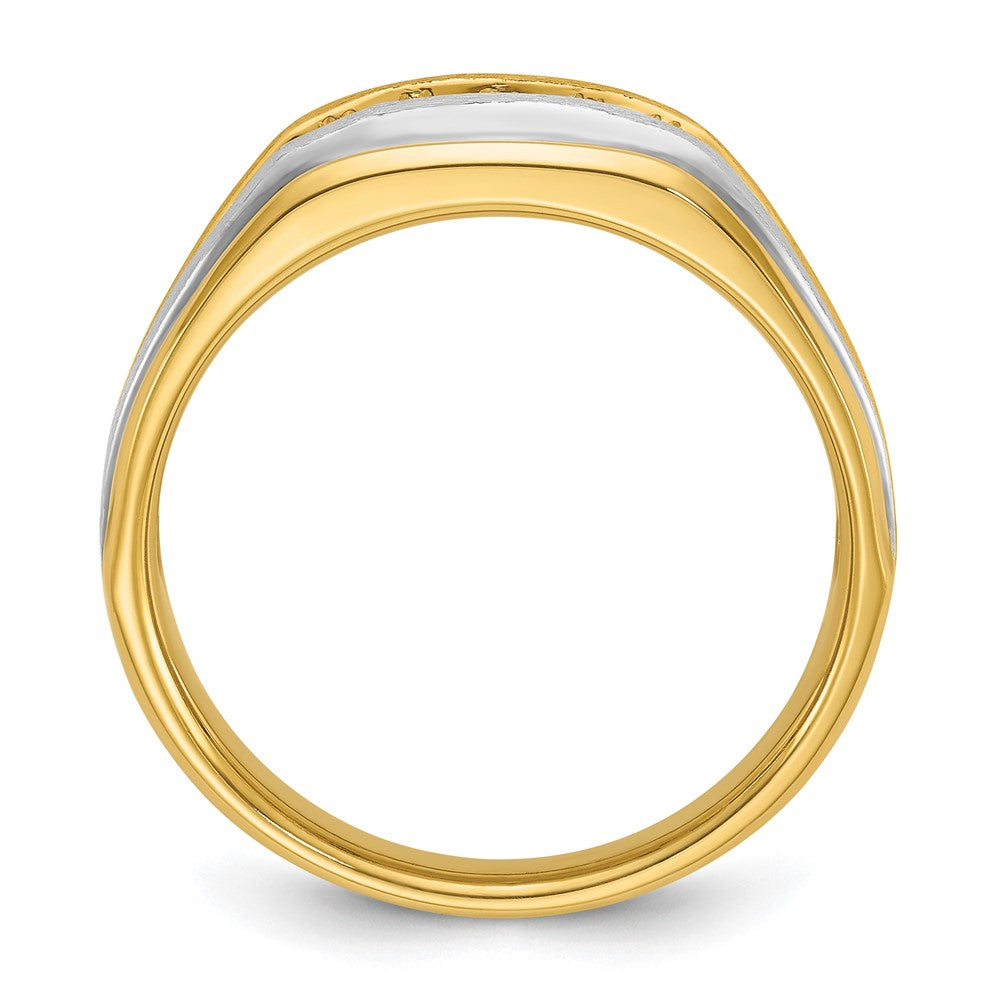 IBGoodman with Rhodium Men's Polished Satin and Grooved 5-Stone 1/4 Carat AA Quality Diamond Ring - WBC