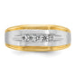 IBGoodman with Rhodium Men's Polished Satin and Grooved 5-Stone 1/4 Carat AA Quality Diamond Ring - WBC