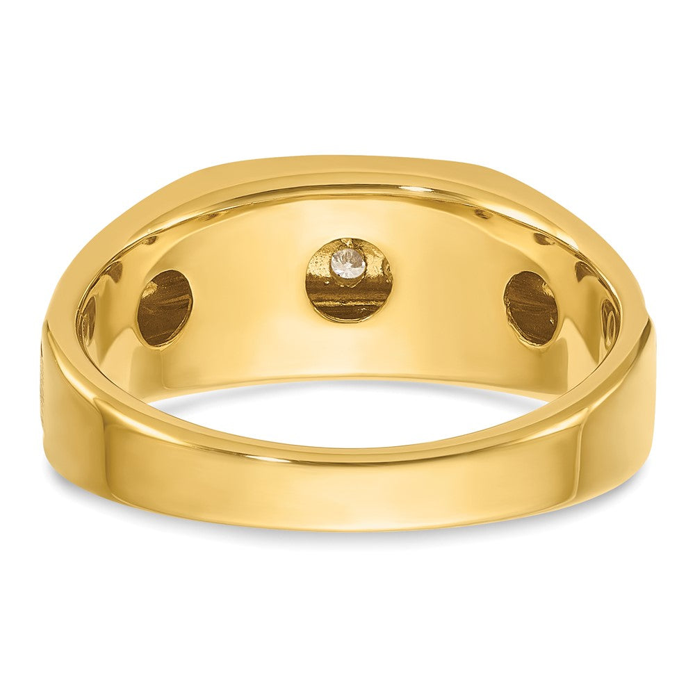 IBGoodman with Rhodium Men's Polished Satin and Grooved 5-Stone 1/4 Carat AA Quality Diamond Ring - WBC