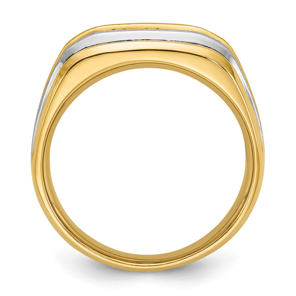 IBGoodman Two-tone Men's Polished Satin and Grooved 5-Stone 1/2 Carat AA Quality Diamond Ring - WBC