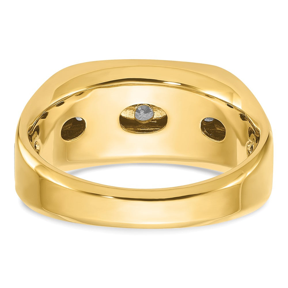 IBGoodman Two-tone Men's Polished Satin and Grooved 5-Stone 1/2 Carat AA Quality Diamond Ring - WBC
