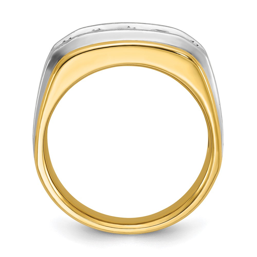 IBGoodman Two-tone Men's Polished Satin and Grooved 5-Stone 1 Carat AA Quality Diamond Ring - WBC