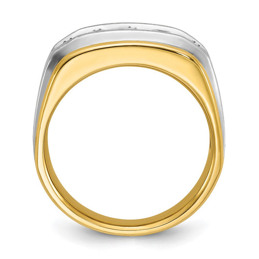 IBGoodman Two-tone Men's Polished Satin and Grooved 5-Stone 1 Carat AA Quality Diamond Ring - WBC
