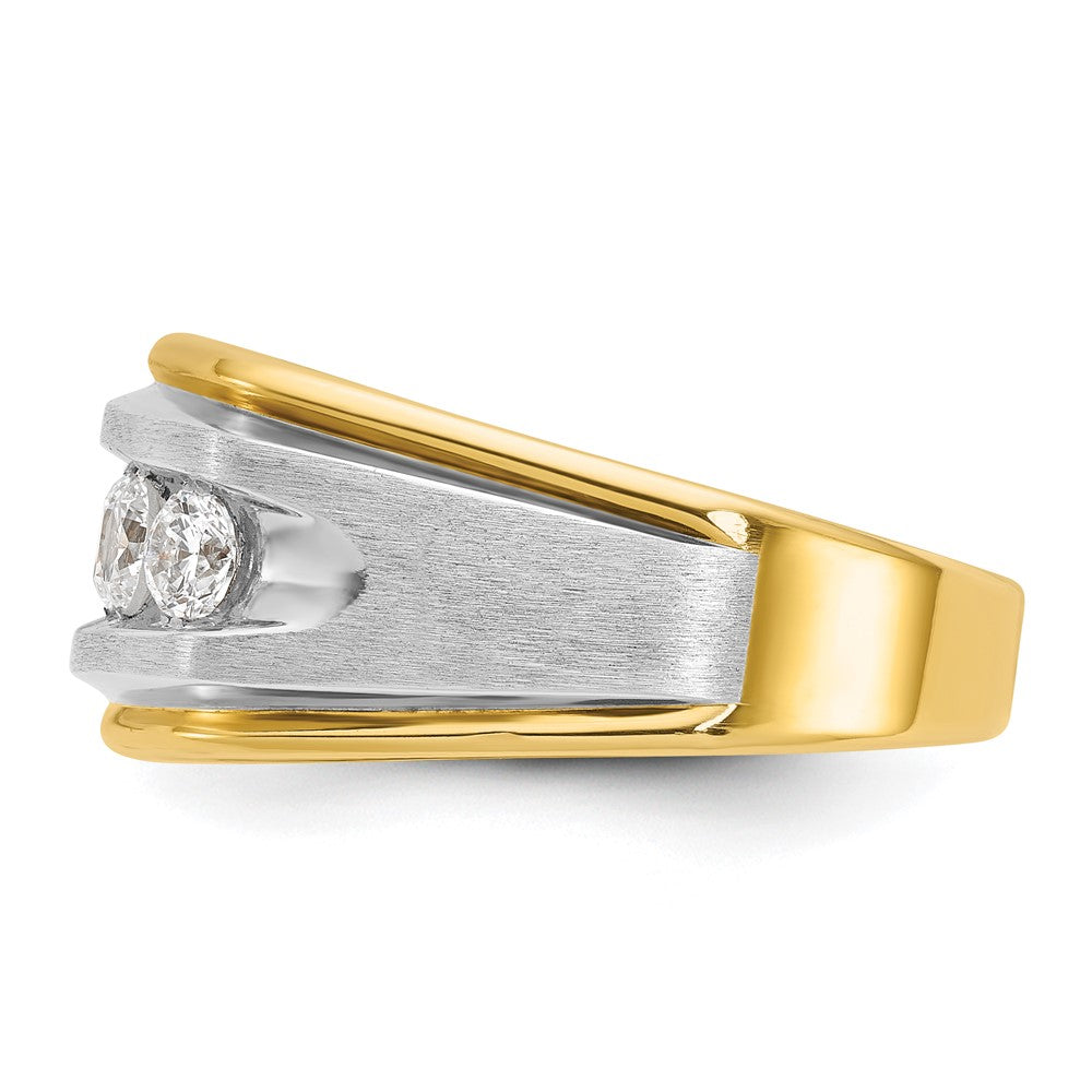 IBGoodman Two-tone Men's Polished Satin and Grooved 5-Stone 1 Carat AA Quality Diamond Ring - WBC