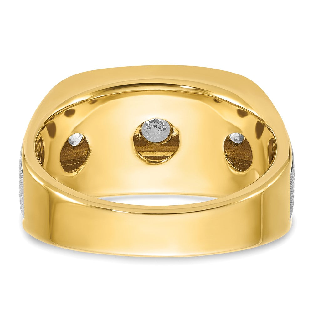 IBGoodman Two-tone Men's Polished Satin and Grooved 5-Stone 1 Carat AA Quality Diamond Ring - WBC