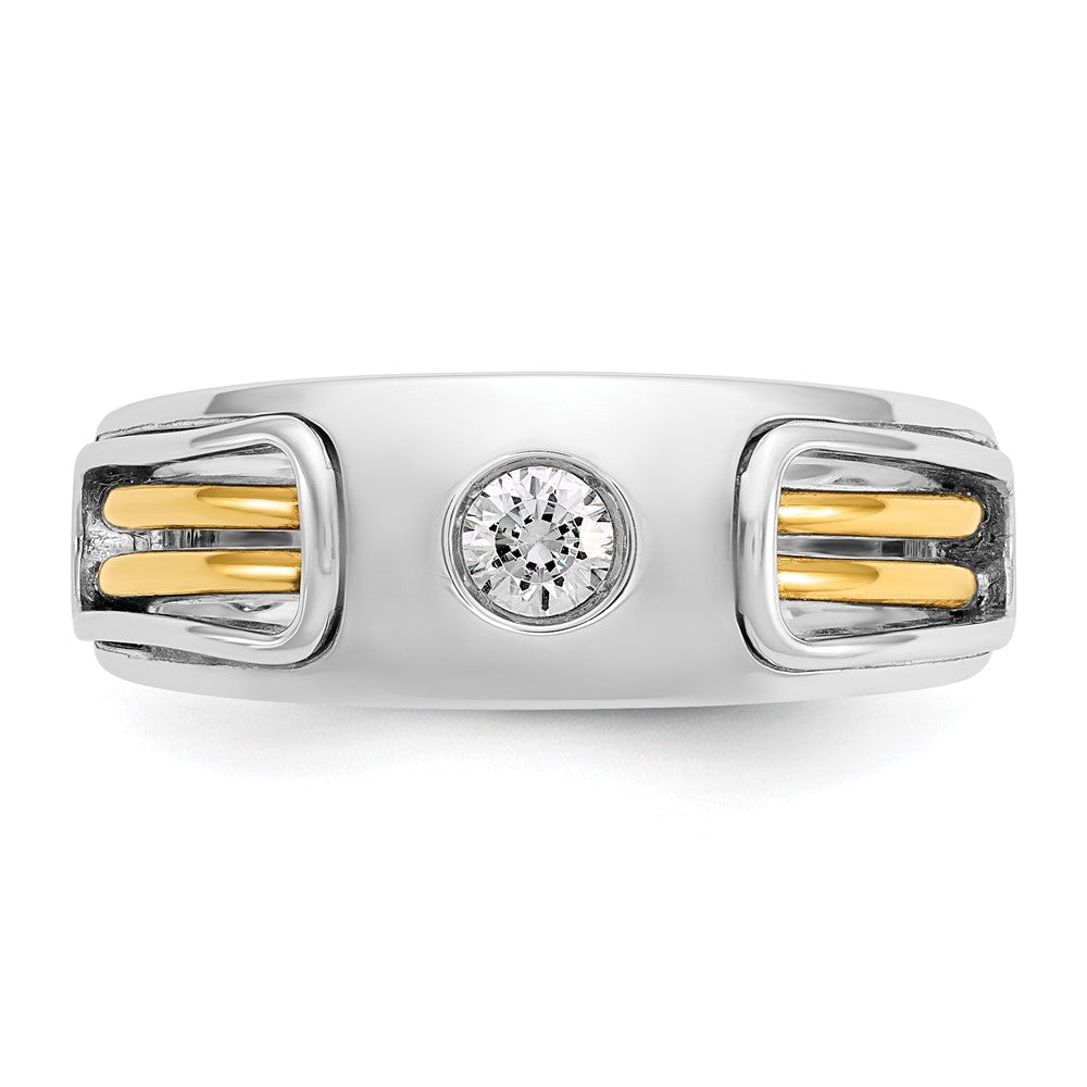 IBGoodman Two-tone Men's Polished and Cut-Out 1/5 Carat AA Quality Diamond Ring - WBC