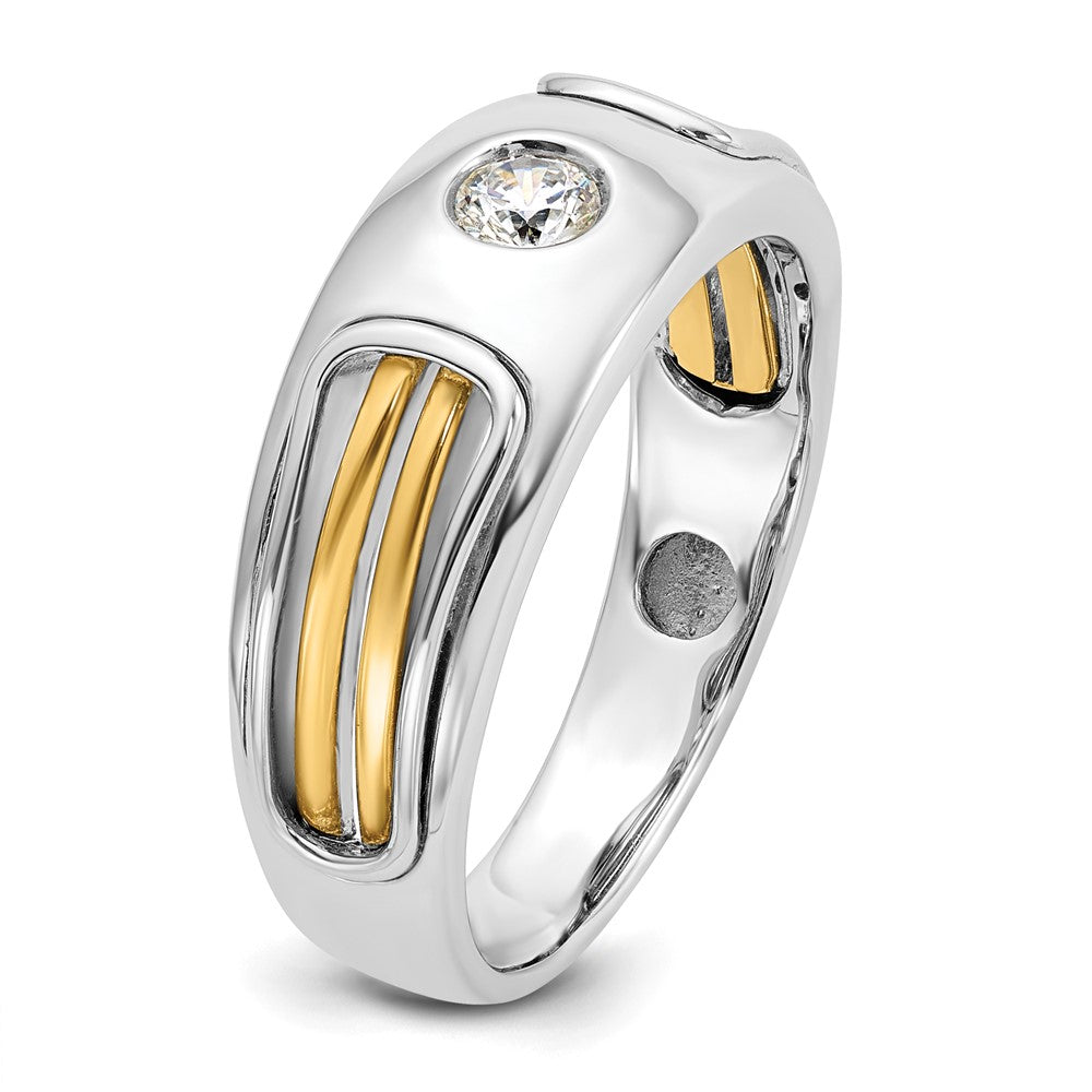 IBGoodman Two-tone Men's Polished and Cut-Out 1/5 Carat AA Quality Diamond Ring - WBC
