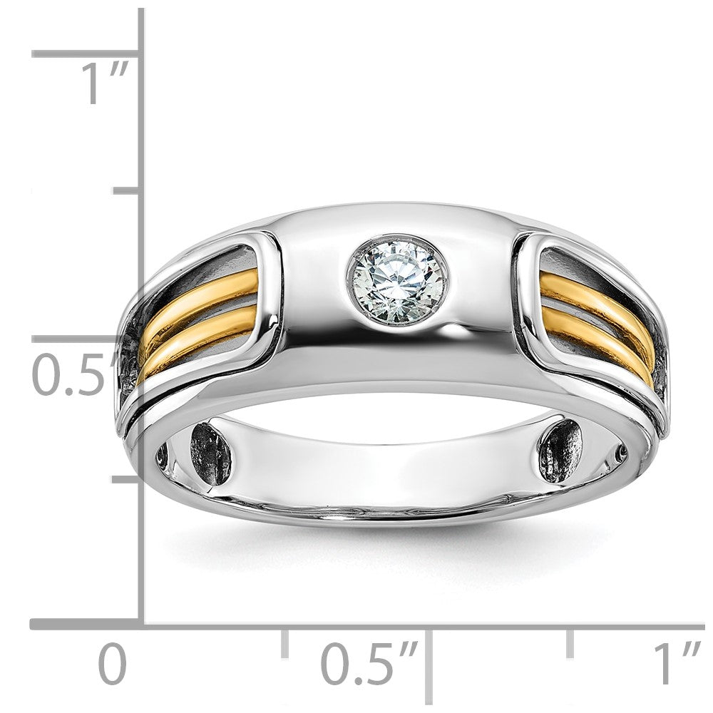 IBGoodman Two-tone Men's Polished and Cut-Out 1/5 Carat AA Quality Diamond Ring - WBC