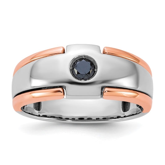 IB Goodman Two-tone / Mens 1/4 carat Black Diamond Complete Ring - WBC