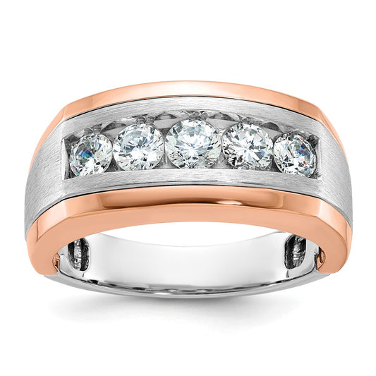 IBGoodman and Men's Polished and Satin 5-Stone 1 Carat AA Quality Diamond Ring - WBC