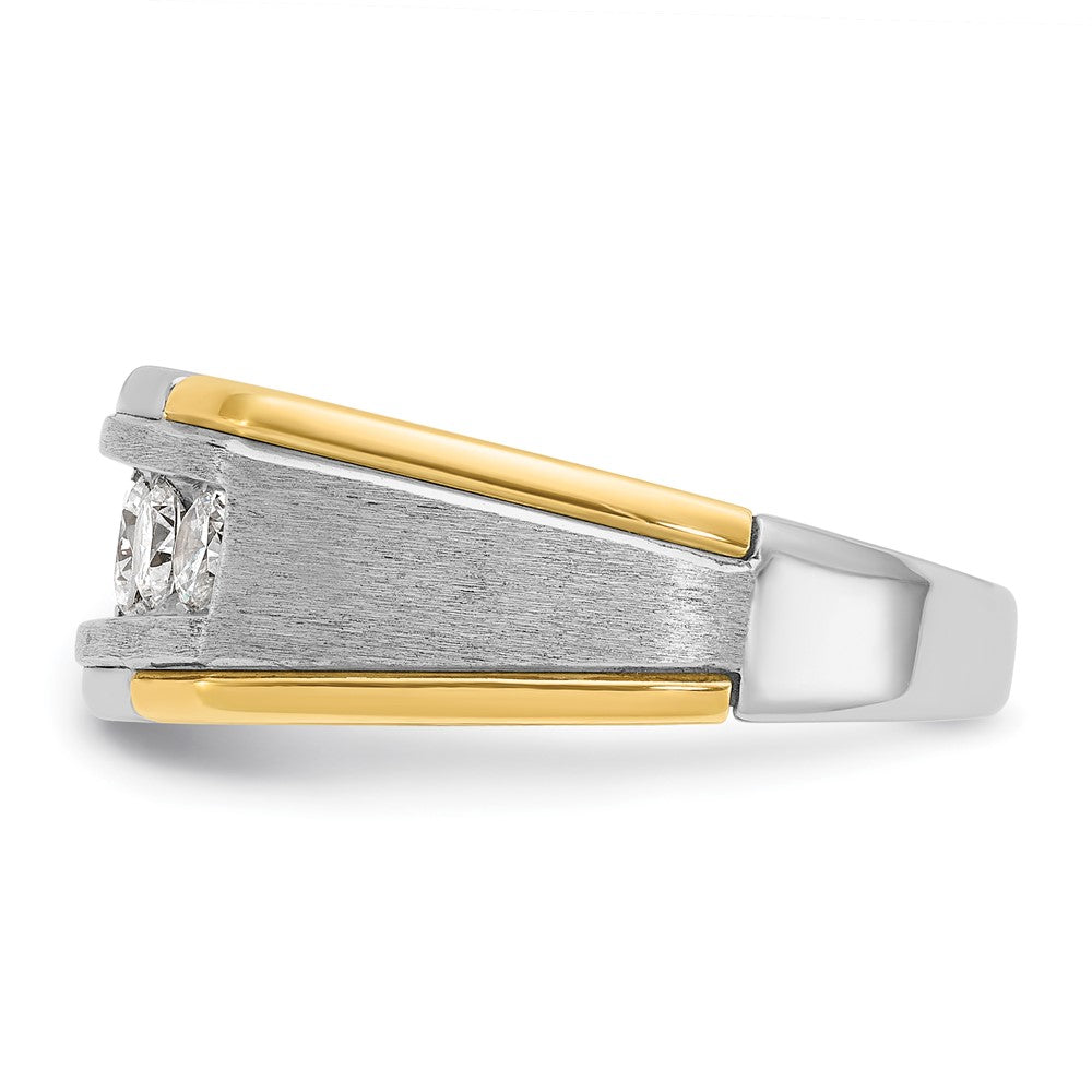 IBGoodman Two-tone Men's Polished Satin and Grooved 5-Stone 1 Carat AA Quality Diamond Ring - WBC