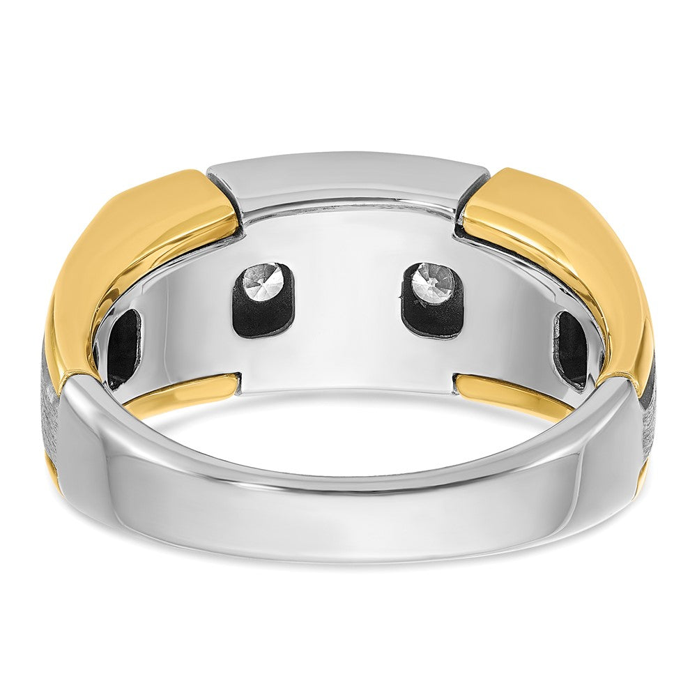 IBGoodman Two-tone Men's Polished Satin and Grooved 5-Stone 1 Carat AA Quality Diamond Ring - WBC