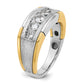 IBGoodman Two-tone Men's Polished Satin and Grooved 5-Stone 1 Carat AA Quality Diamond Ring - WBC