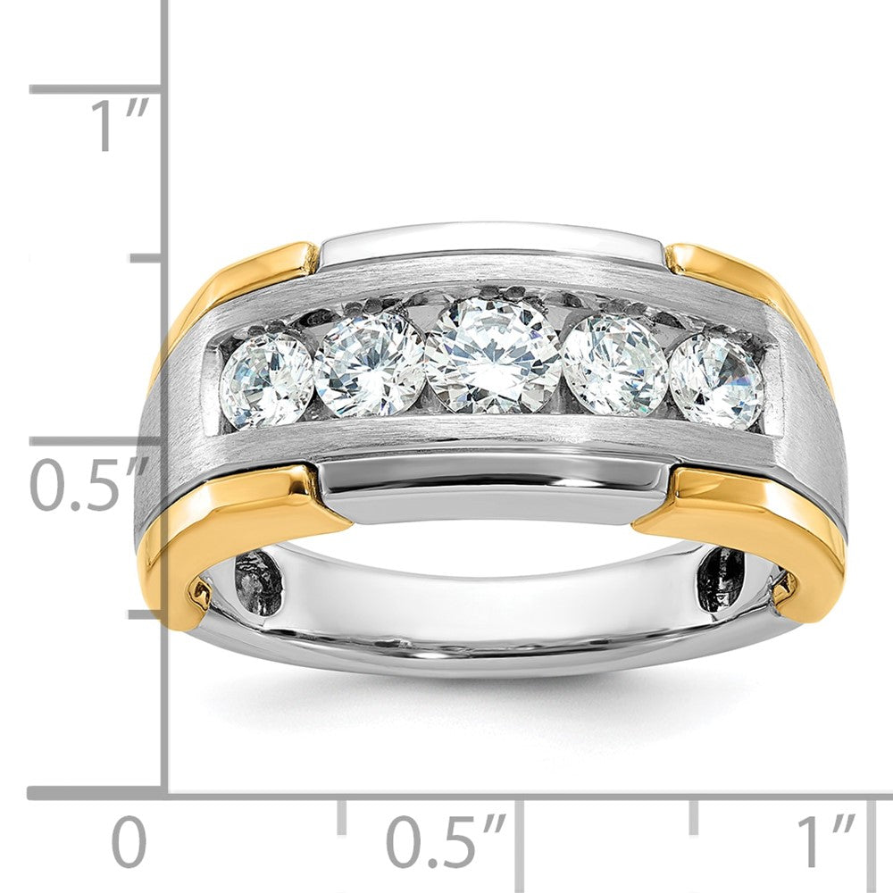IBGoodman Two-tone Men's Polished Satin and Grooved 5-Stone 1 Carat AA Quality Diamond Ring - WBC