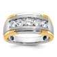 IBGoodman Two-tone Men's Polished Satin and Grooved 5-Stone 1 Carat AA Quality Diamond Ring - WBC